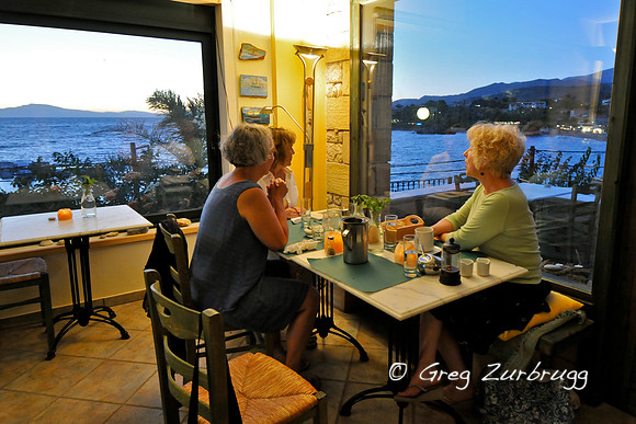 Dining at a favorite Stoupa restaurant, "Yesterday and Today"