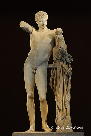 Hermes holding the baby Dionysus by Praxiteles