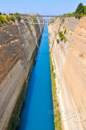 Corinth Canal.  Completed in 1893, it cuts across the Isthmus of Corinth.