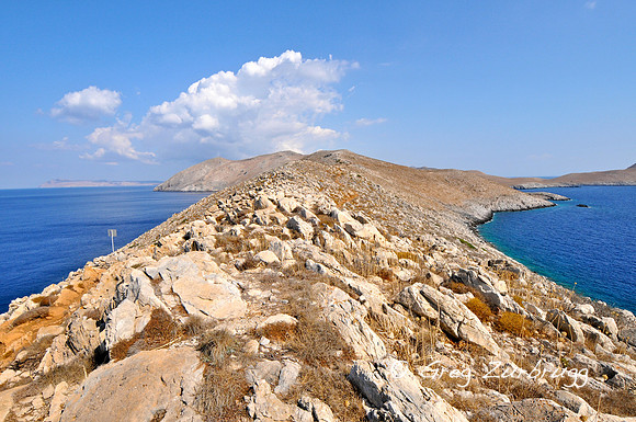 The Messenian Gulf on the left and the Laconian Gulf on the right.
