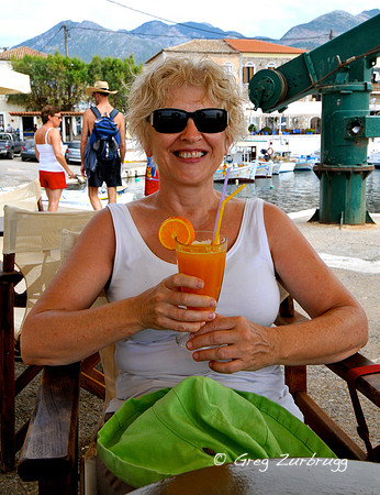 Paula enjoying fresh squeezed OJ