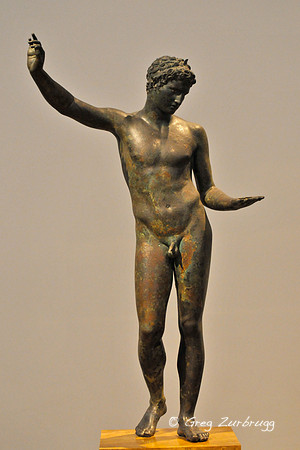 "The Marathon Boy", life size bronze sculpture found in a shipwreck at the bottom of the Aegean Sea.