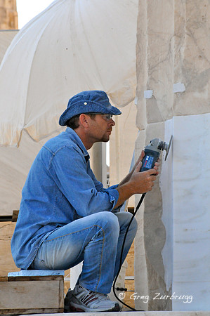 Parthonon renovation worker